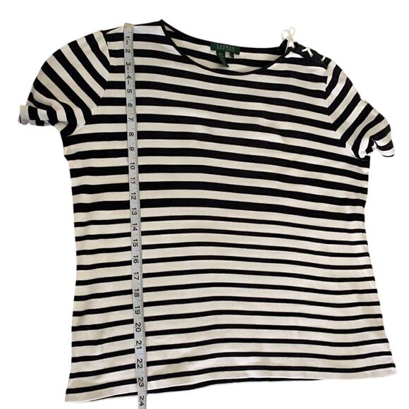 Ralph Lauren Black White Striped Nautical Inspired Top with Rope detailing 1X - Picture 7 of 9